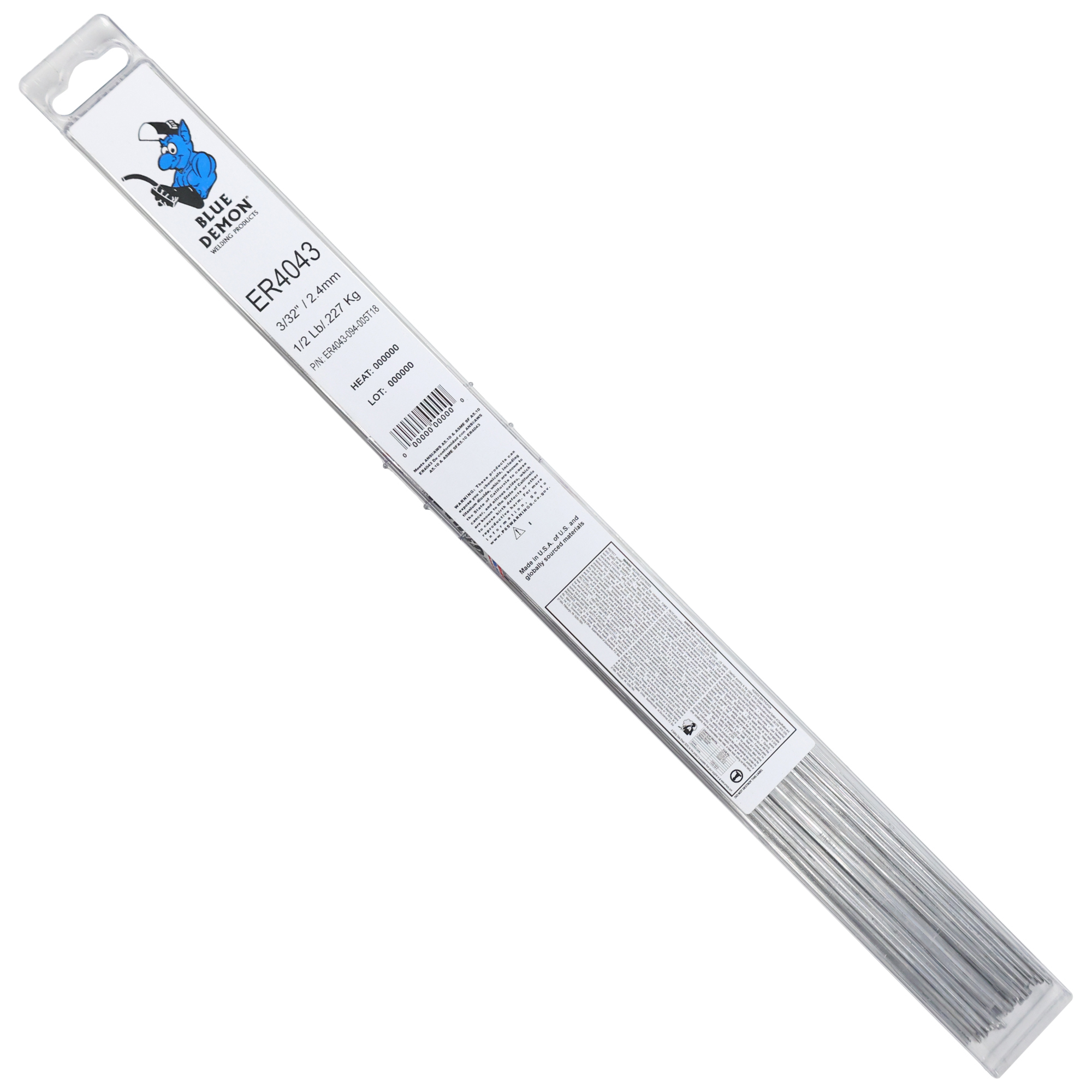 Blue Demon, 3/32in. X 18in. Aluminum Tig Rod, Diameter 3/32 in, Length 18 in, Model# ER4043-094-005T18